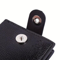 Men's PU Leather Short Wallet with Magnetic Buckle