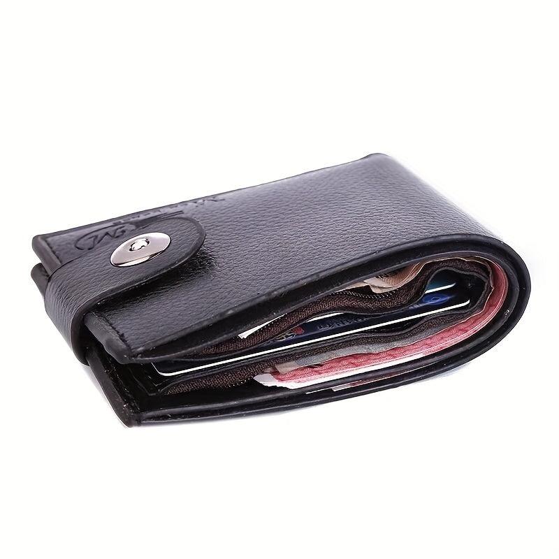 Men's PU Leather Short Wallet with Magnetic Buckle
