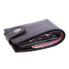 Men's PU Leather Short Wallet with Magnetic Buckle