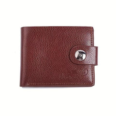 Men's PU Leather Short Wallet with Magnetic Buckle