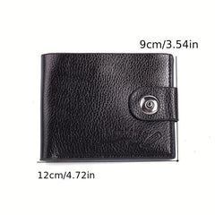 Men's PU Leather Short Wallet with Magnetic Buckle