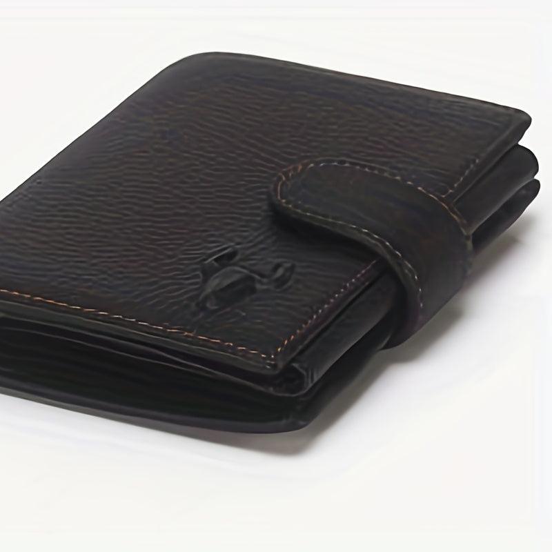 Men's Leather Bullhead Pattern Short Wallet Snap Button Wallet
