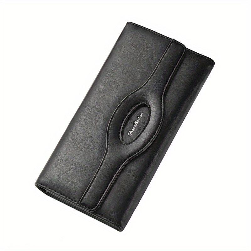 Men's Vintage Leather Long Wallet Large Capacity Cash Purse Card Holder