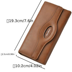 Men's Vintage Leather Long Wallet Large Capacity Cash Purse Card Holder