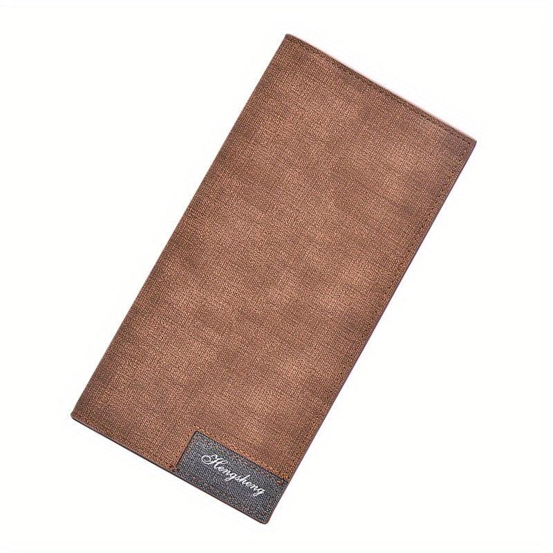 Men's Bifold Long Wallet Frosted Leather Money Clip Soft Leather Card Holder