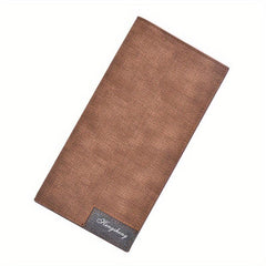 Men's Bifold Long Wallet Frosted Leather Money Clip Soft Leather Card Holder