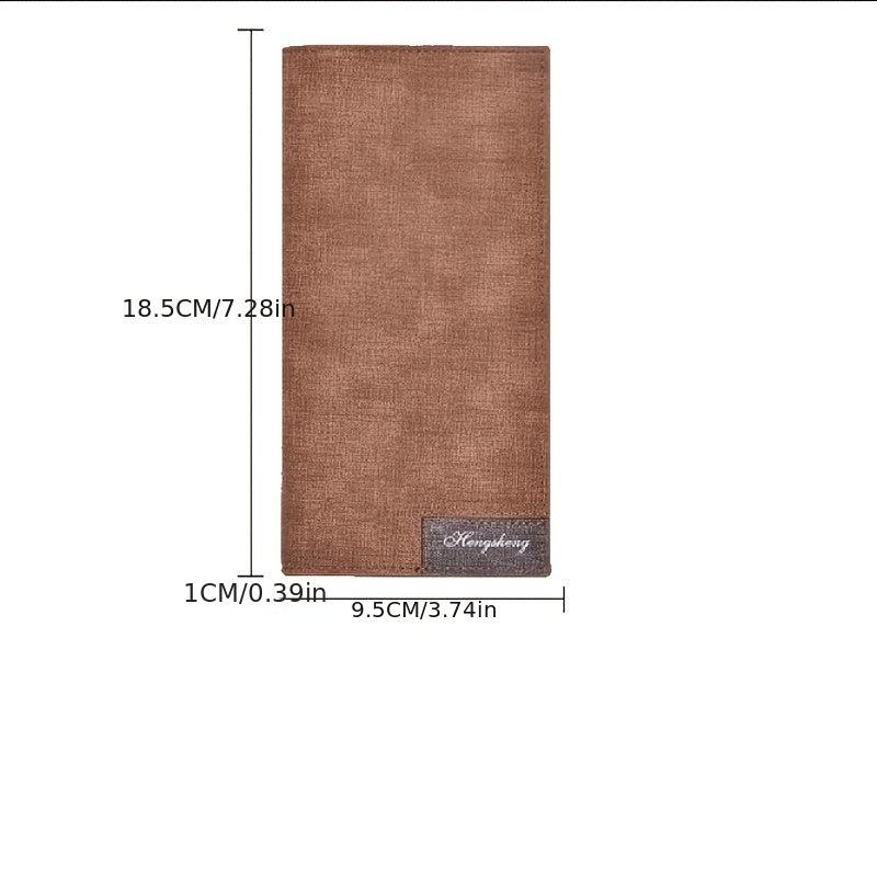 Men's Bifold Long Wallet Frosted Leather Money Clip Soft Leather Card Holder