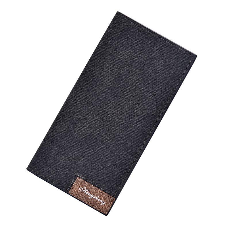 Men's Bifold Long Wallet Frosted Leather Money Clip Soft Leather Card Holder
