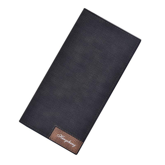 Men's Bifold Long Wallet Frosted Leather Money Clip Soft Leather Card Holder