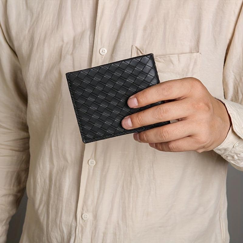 Men's Braided Short Wallet Money Clip Card Holder Coin Purse Gift