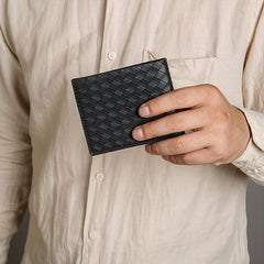 Men's Braided Short Wallet Money Clip Card Holder Coin Purse Gift