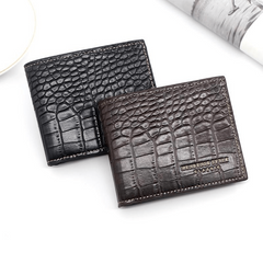 Men's Crocodile Embossed Short Wallet PU Leather Credit Card Holder Coin Purse