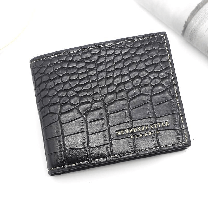 Men's Crocodile Embossed Short Wallet PU Leather Credit Card Holder Coin Purse