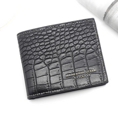 Men's Crocodile Embossed Short Wallet PU Leather Credit Card Holder Coin Purse
