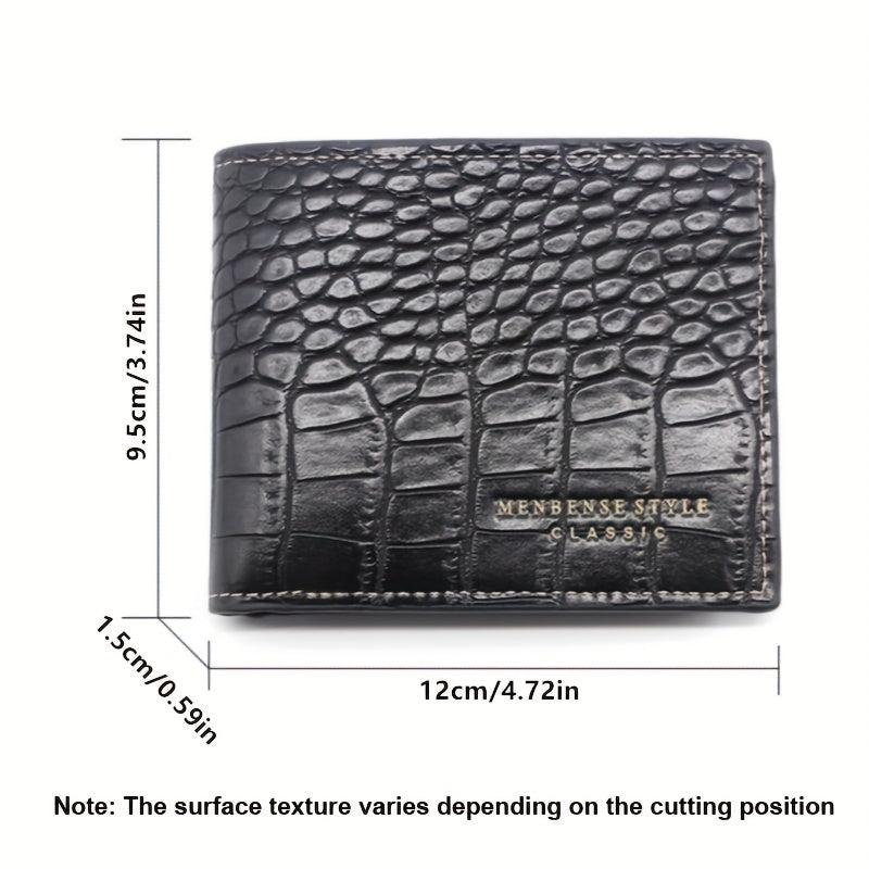 Men's Crocodile Embossed Short Wallet PU Leather Credit Card Holder Coin Purse