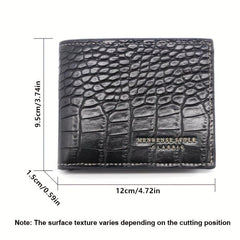 Men's Crocodile Embossed Short Wallet PU Leather Credit Card Holder Coin Purse