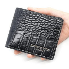 Men's Crocodile Embossed Short Wallet PU Leather Credit Card Holder Coin Purse