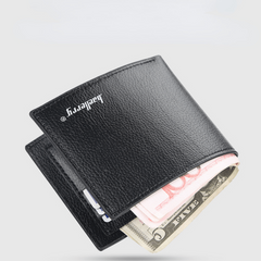 Men's Litchi Embossed Thin Short Wallet