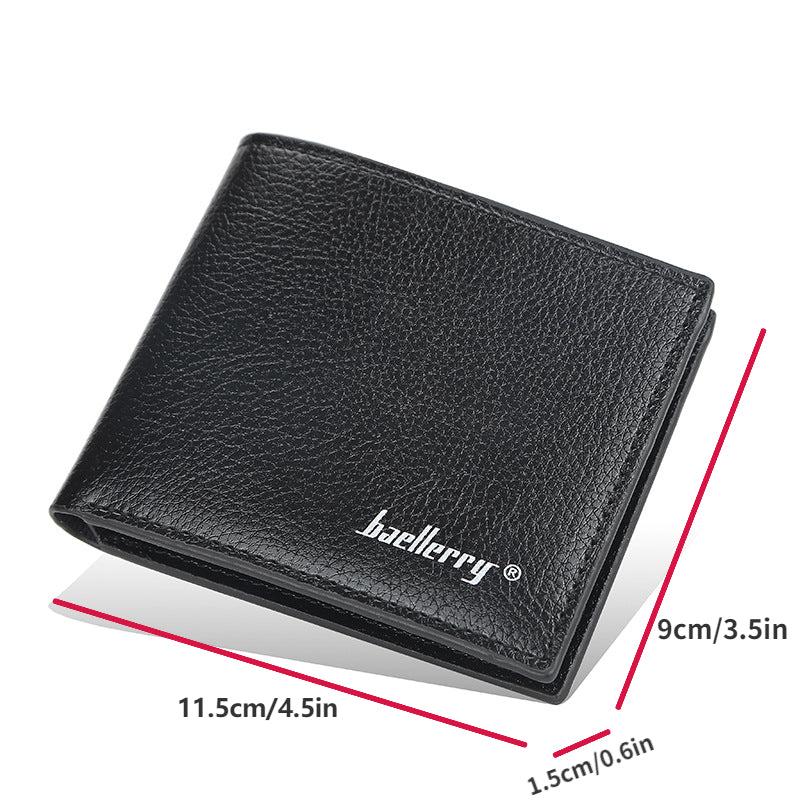 Men's Litchi Embossed Thin Short Wallet