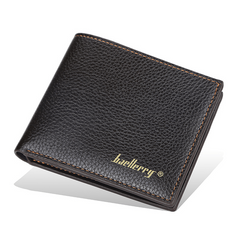 Men's Litchi Embossed Thin Short Wallet