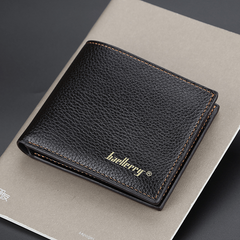 Men's Litchi Embossed Thin Short Wallet