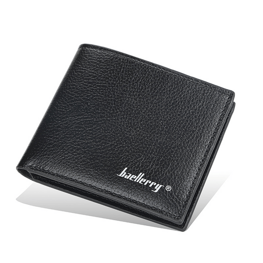 Men's Litchi Embossed Thin Short Wallet