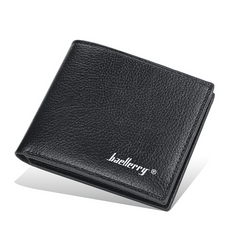 Men's Litchi Embossed Thin Short Wallet