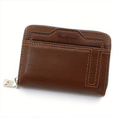 Men's Short Wallet Credit Card Bag Solid Zipper Coin Purse