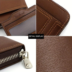 Men's Short Wallet Credit Card Bag Solid Zipper Coin Purse