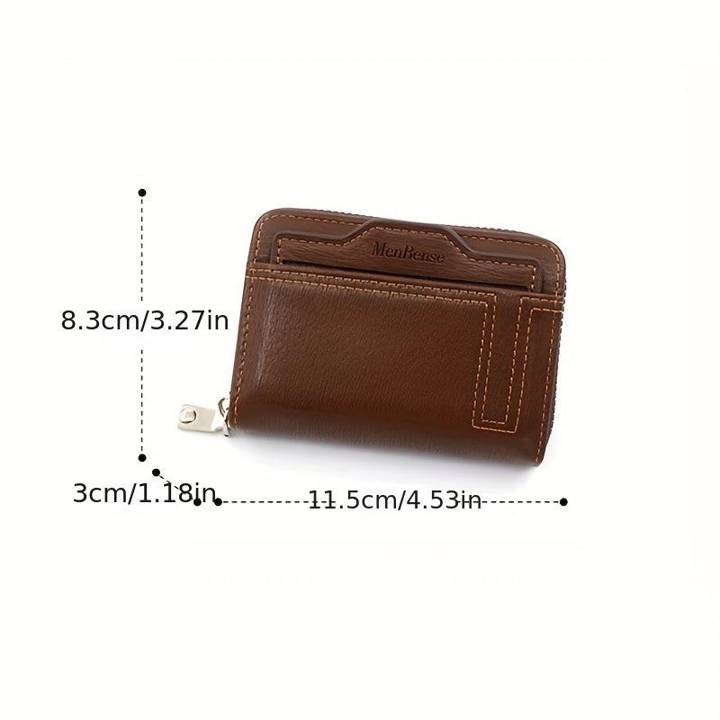 Men's Short Wallet Credit Card Bag Solid Zipper Coin Purse