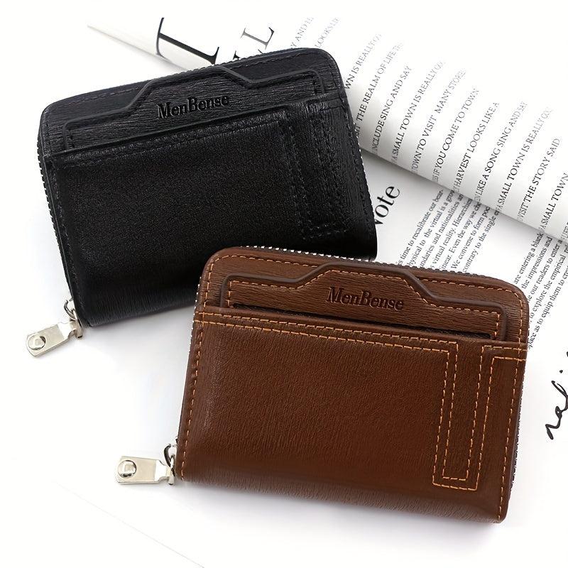 Men's Short Wallet Credit Card Bag Solid Zipper Coin Purse