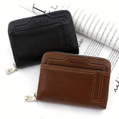 Men's Short Wallet Credit Card Bag Solid Zipper Coin Purse