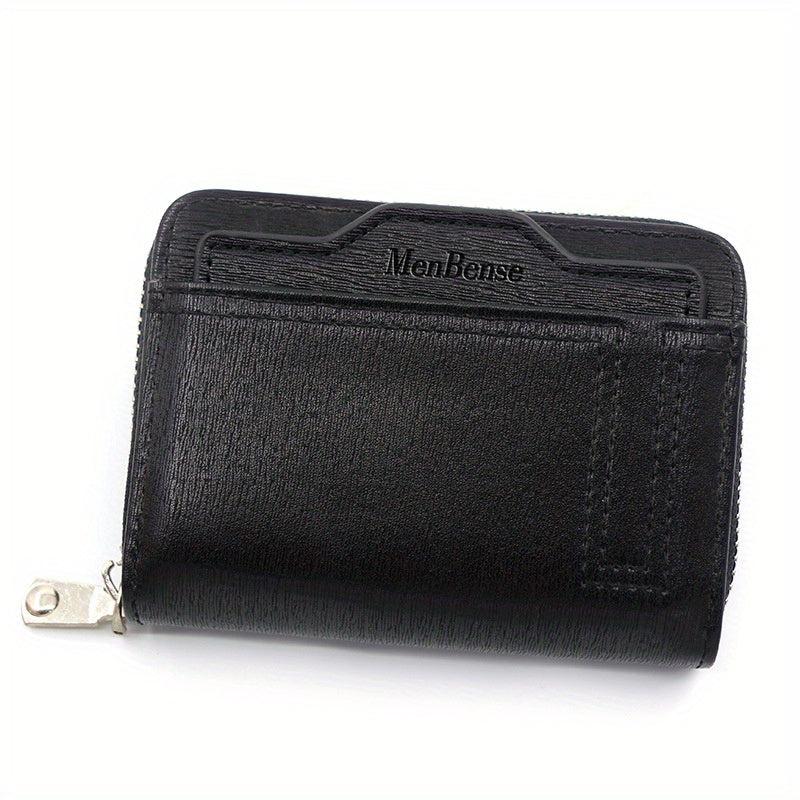 Men's Short Wallet Credit Card Bag Solid Zipper Coin Purse