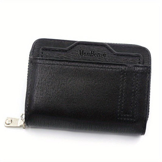 Men's Short Wallet Credit Card Bag Solid Zipper Coin Purse