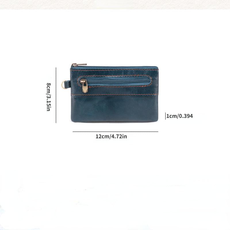 Vintage Leather Coin Purse Wallet Zipper Card Holder Short Money Bag