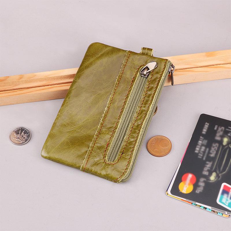 Vintage Leather Coin Purse Wallet Zipper Card Holder Short Money Bag