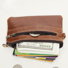 Vintage Leather Coin Purse Wallet Zipper Card Holder Short Money Bag