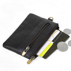 Vintage Leather Coin Purse Wallet Zipper Card Holder Short Money Bag