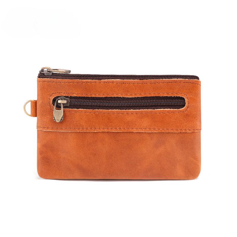Vintage Leather Coin Purse Wallet Zipper Card Holder Short Money Bag