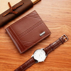 Men's Leather Short Wallet With ID Window Money Clip