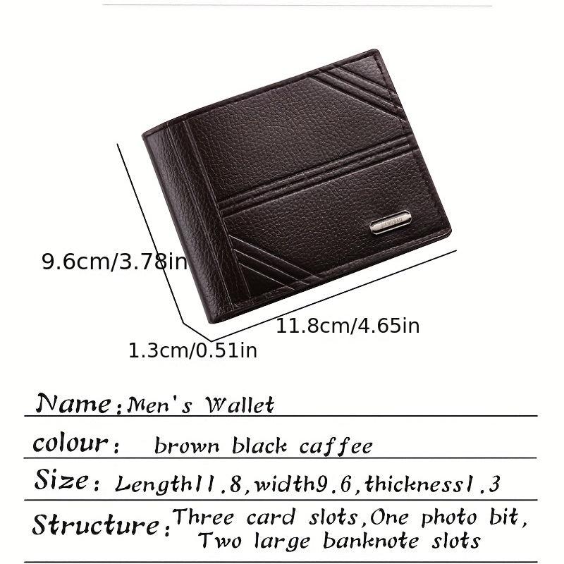 Men's Leather Short Wallet With ID Window Money Clip