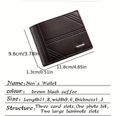 Men's Leather Short Wallet With ID Window Money Clip