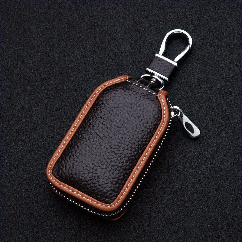 Men's Leather Key Holder Zipper Bag Keep Your Keys Safe & Stylish