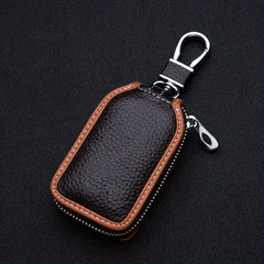 Men's Leather Key Holder Zipper Bag Keep Your Keys Safe & Stylish
