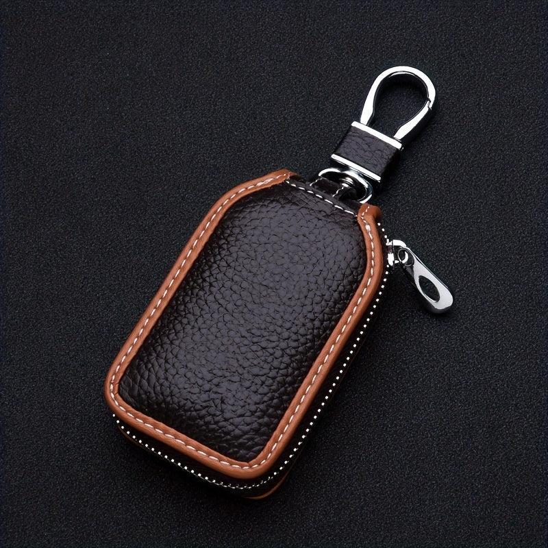 Men's Leather Key Holder Zipper Bag Keep Your Keys Safe & Stylish
