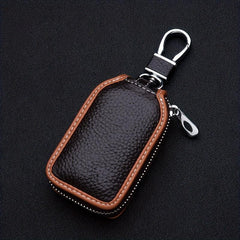 Men's Leather Key Holder Zipper Bag Keep Your Keys Safe & Stylish