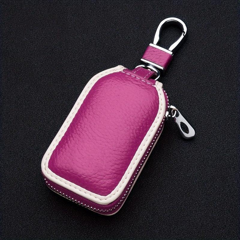 Men's Leather Key Holder Zipper Bag Keep Your Keys Safe & Stylish