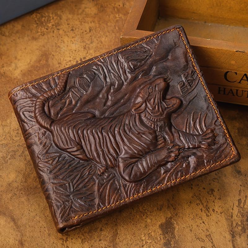 Men's Tiger Wallet Card Holder Vintage Leather