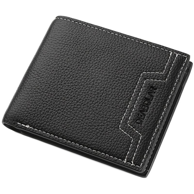 Men's Short Wallet Lychee Embossed Wallet