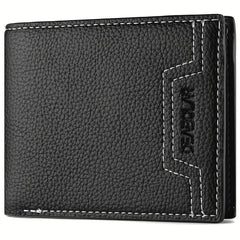 Men's Short Wallet Lychee Embossed Wallet
